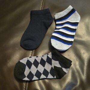 Kids' Patterned Ankle Socks - Black, Blue, Gray